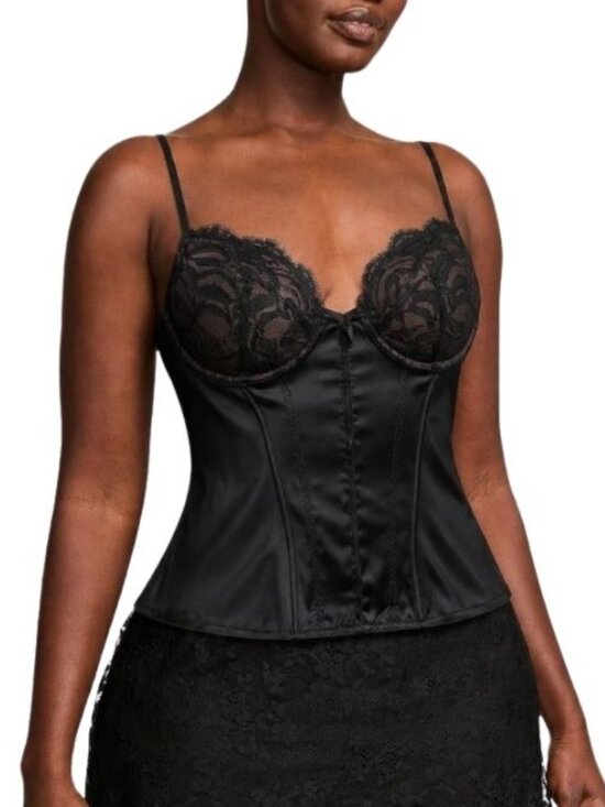 Victoria's Secret Other - Victoria's Secret Lace Bustier Black Pink Size 36C 2008